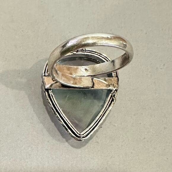 Fluorides gemstone ring. Adjustable 925 silver overlay hand crafted - Picture 3 of 6